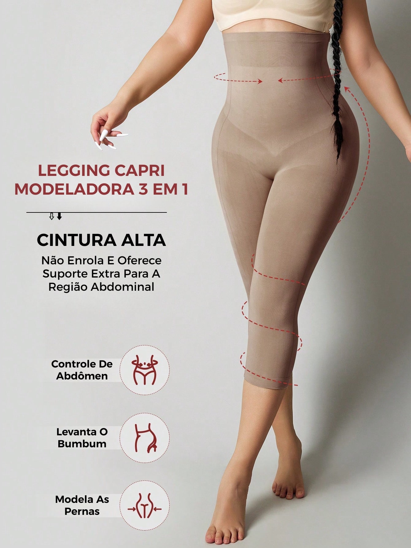 Legging Capri Shapewear Cintura Alta Modeladora