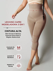 Legging Capri Shapewear Cintura Alta Modeladora