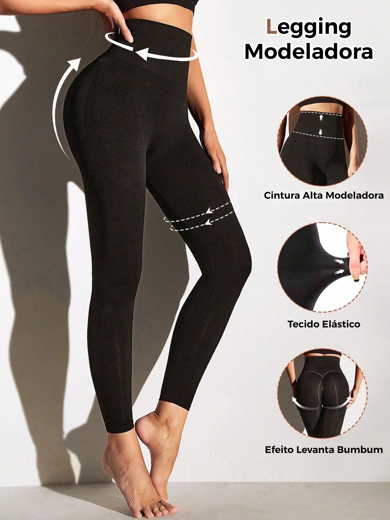 Legging Shapewear Cintura Alta Efeito Butt Lift