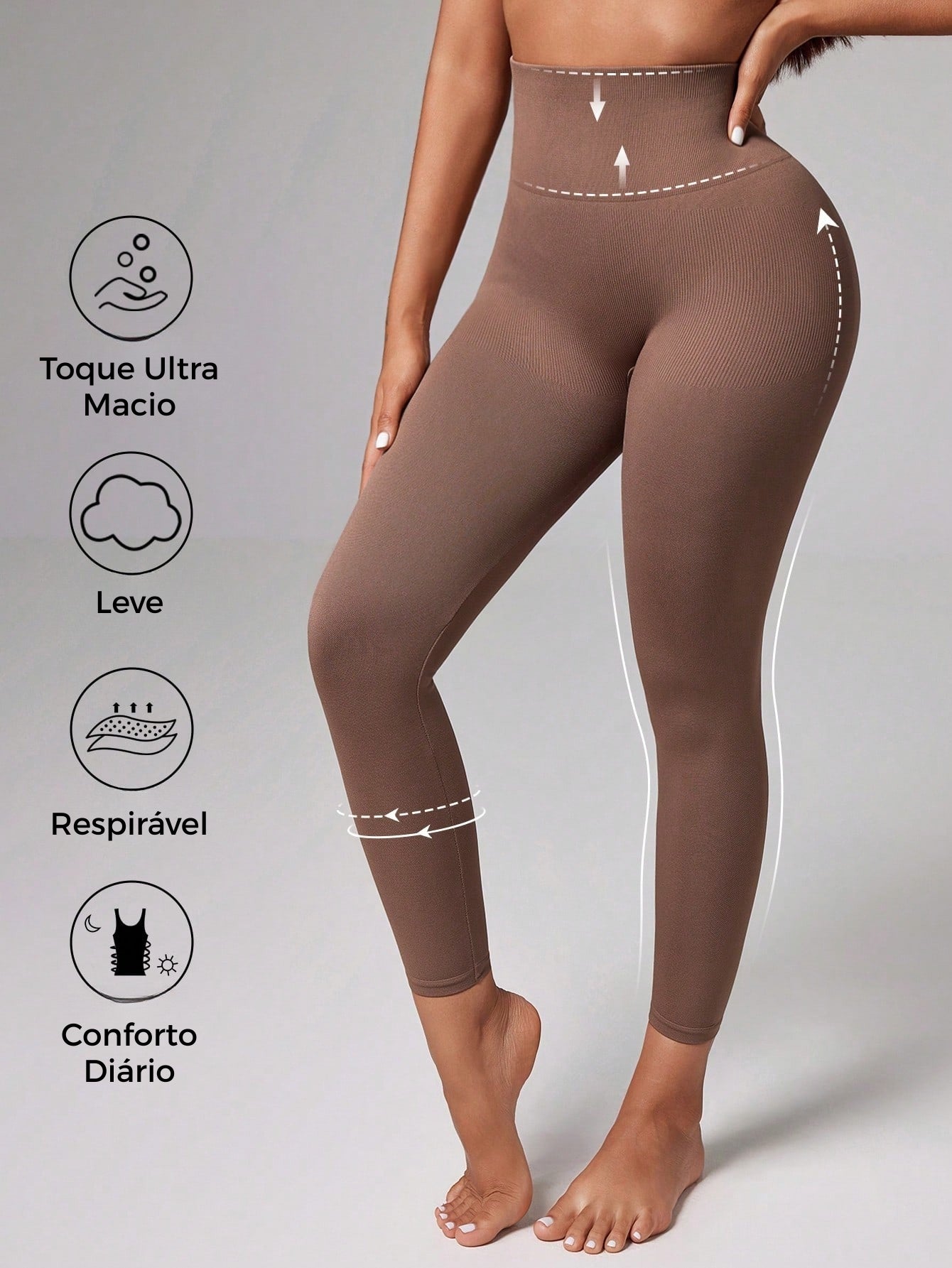 Legging Sem Costura Cintura Alta Modelagem Shapewear