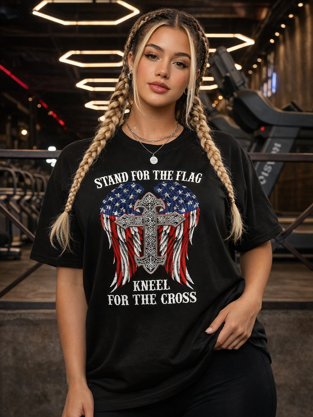 Camisa Fitness Oversized Com Estampa Patriótica Estilo Street