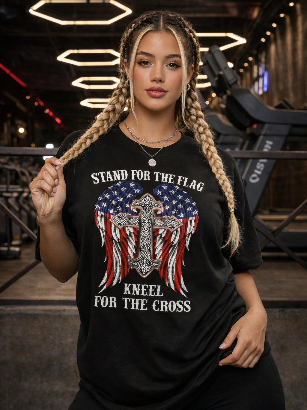 Camisa Fitness Oversized Com Estampa Patriótica Estilo Street