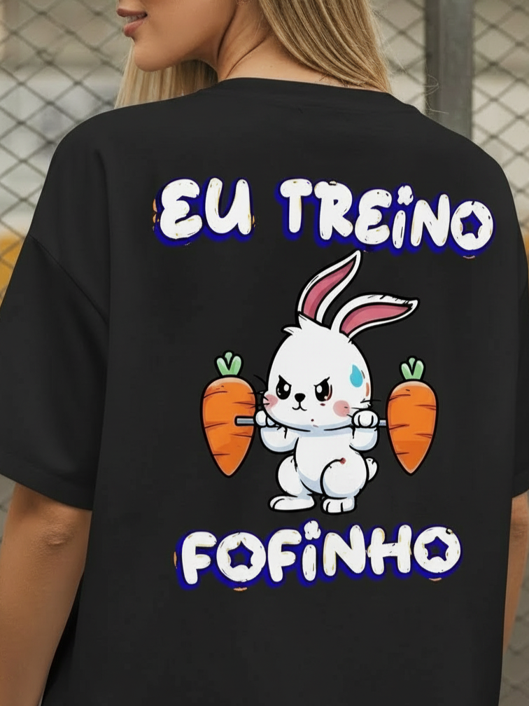 Camisa Fitness Oversized Com Estampa Divertida Estilo Street