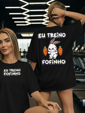Camisa Fitness Oversized Com Estampa Divertida Estilo Street